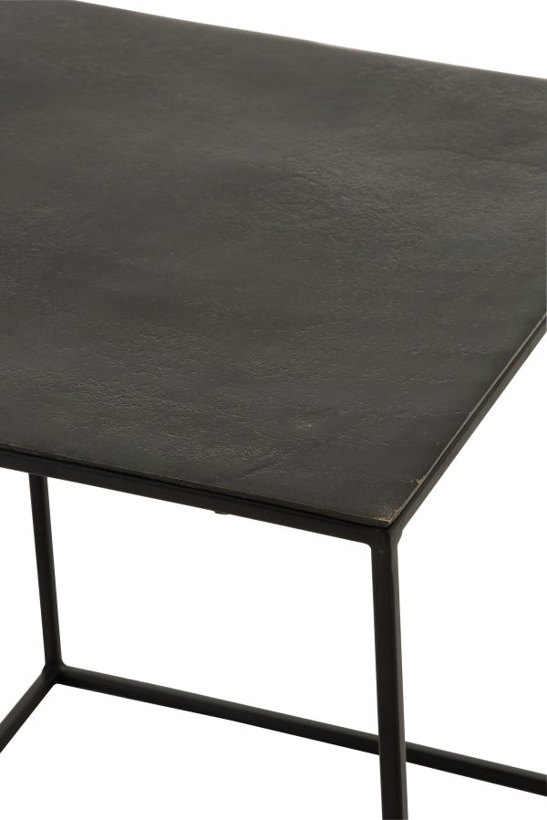 Set of 2 Antique Black/Green Square Oxidized Aluminium/Iron Side Tables