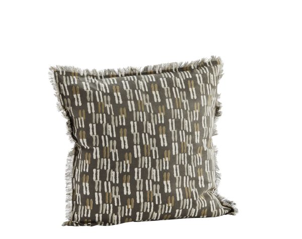 Black & Olive Dash Pattern Cushion