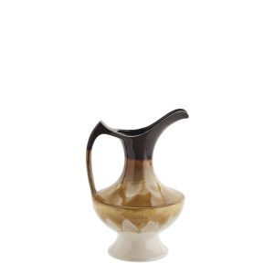Mustard & Brown Stoneware Jug Style Vase