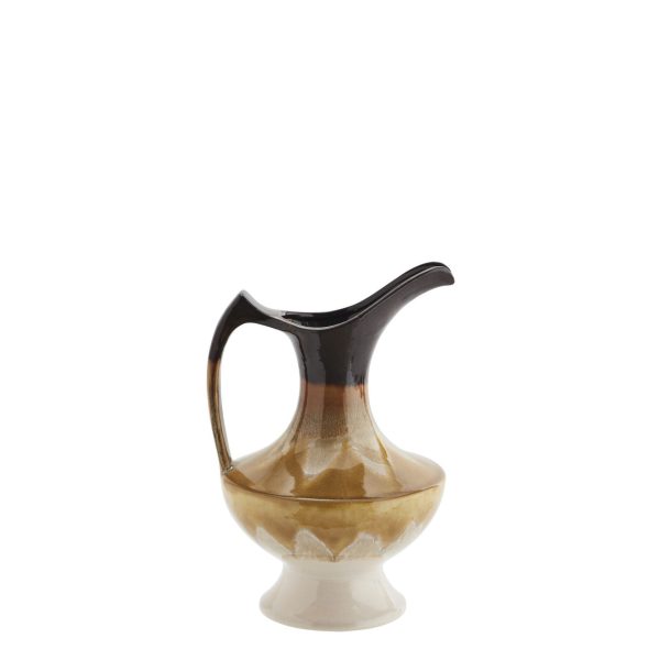 Mustard & Brown Stoneware Jug Style Vase