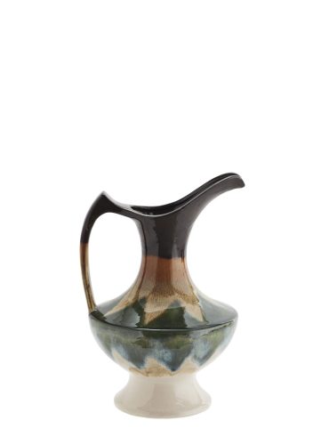 Green & Brown Stoneware Jug Style Vase