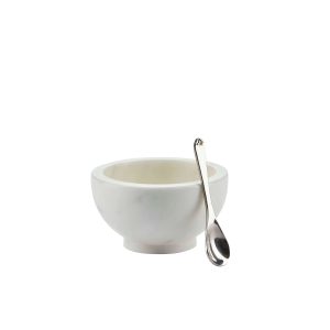 White Marble Bowl with Silver Spoon
