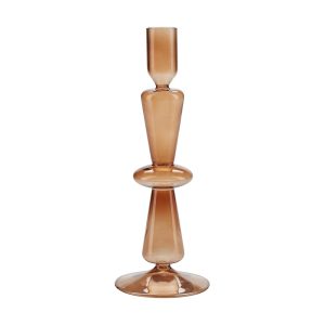 Amber Glass Shaped Candle Holder