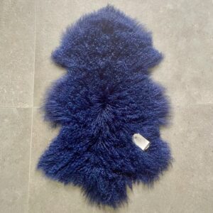 Curly Tibetan Sheepskin Rug Navy