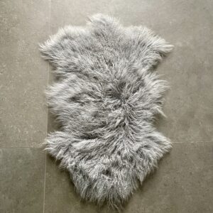 Curly Tibetan Sheepskin Rug Light Grey