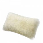 Silky Sheepskin Cushion Ivory 28x56cm