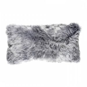 Silky Sheepskin Cushion Platinum 28x56cm