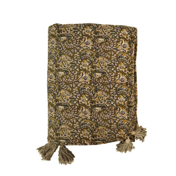 Olive Print Cotton Padded Throw