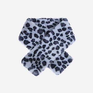 Light Grey Faux Fur Leopard Print Collar
