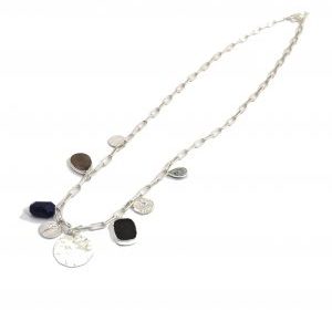 Long necklace with semi precious stone pendants