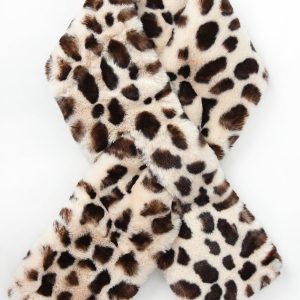Cream Faux Fur Tuck Through Leopard Print Collar
