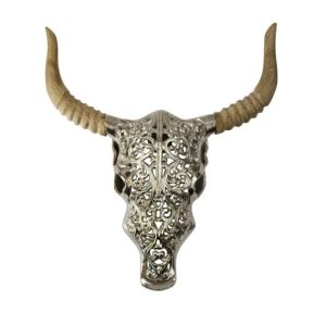 Bull Skull with Wooden Horns