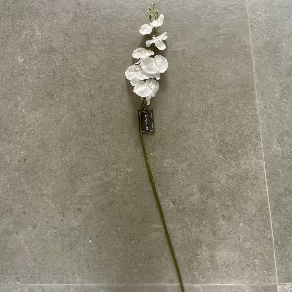 Artificial White Glitter Fabric Orchid Stem