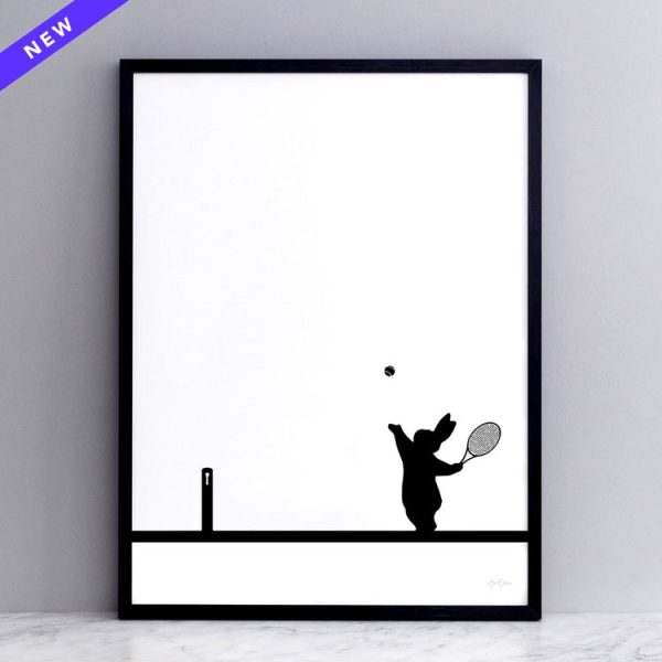 Tennis Rabbit Print with Frame
