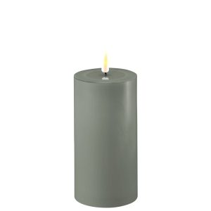 Battery Operated LED Candle 7.5cmx15cm Salvie Green