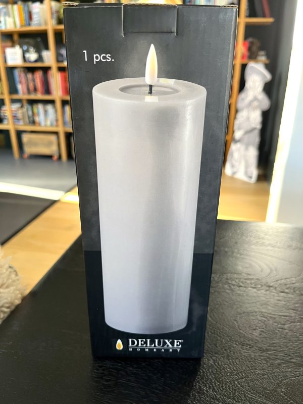 Grey 7.5x20cm Battery Operated LED Candle