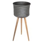 Dark Grey Up High Plant Basket Stand