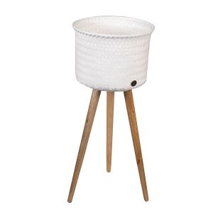 White Up High Plant Basket Stand