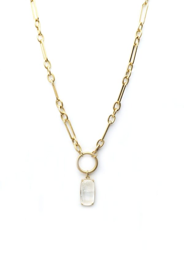 Envy Short Gold Chain Link Necklace with Crystal Pendant