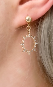 Envy Gold Sunburst Diamante Earrings with Bead Stud