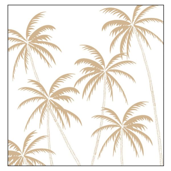 Pack 20 Gold Palm Trees Paper Napkins