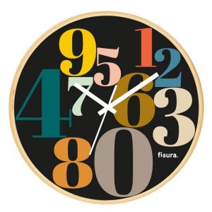 Black Multi Colours Numbers Clock