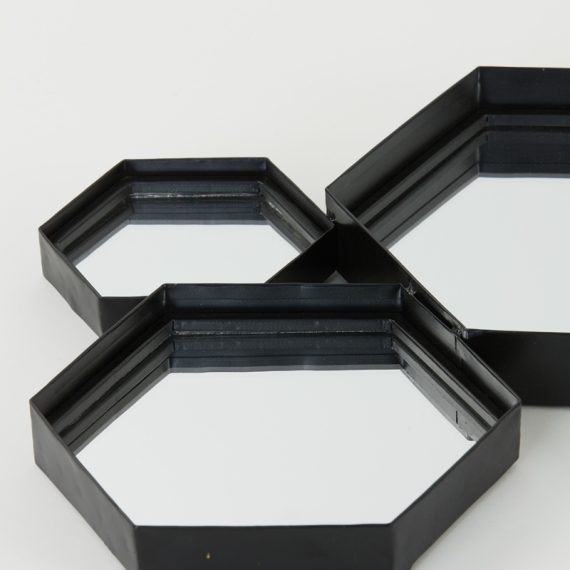 Cinci Hexagonal Matt Black Metal Framed Multi Mirror