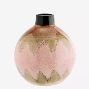 Pink & Brown Round Stoneware Vase