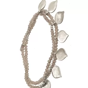 Bracelet with Silver Petite petals on a Crystal Chain