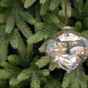 Glass Onion Bauble with Copper Leaf Design
