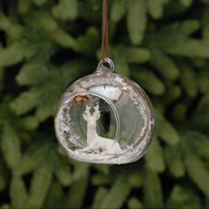 Glass Bauble with White Deer