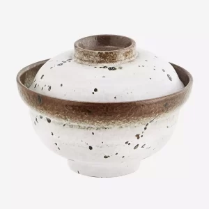 White Stoneware Bowl with Lid