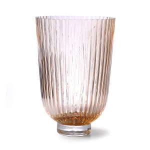 HKliving Glass Ribbed Vase Peach