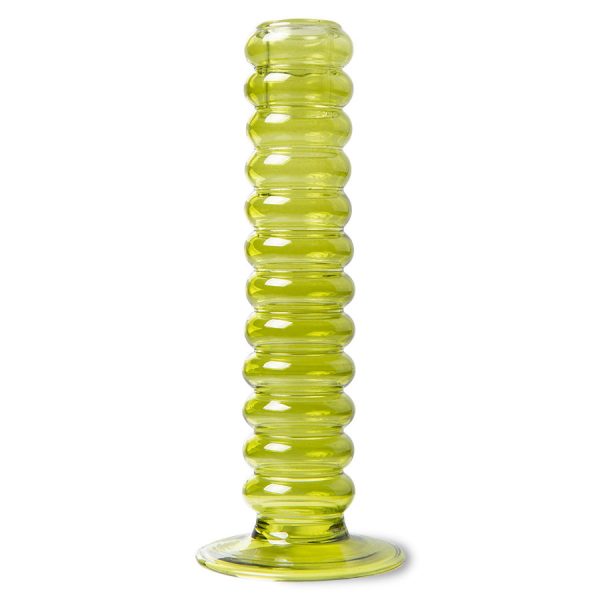 lime green glass candle holder large