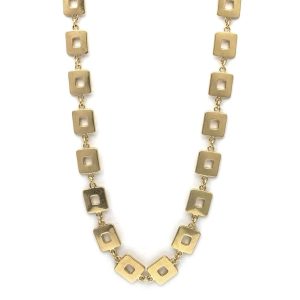 Long Gold Necklace with Square Links