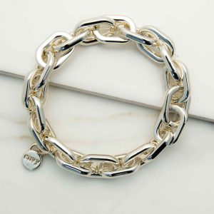 Gold elastic chunky link bracelet