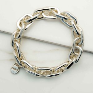 Gold elastic chunky link bracelet