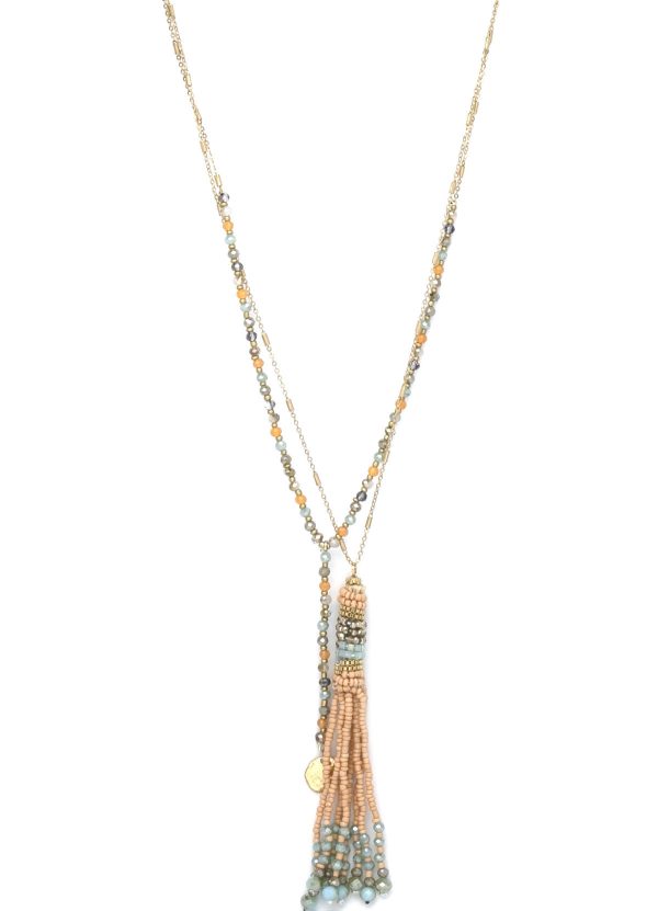 Long Gold Double Layer Tassel Necklace