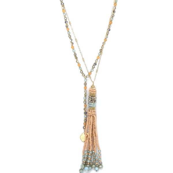 Long Gold Double Layer Tassel Necklace
