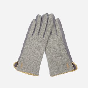 Light Grey Gloves with Gold Lightning Bolt Embroidery