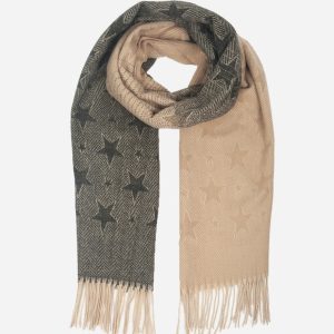 Navy & Cream Ombre and Star Print Blanket Scarf