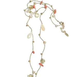 Pearl and Coral Gold Necklace