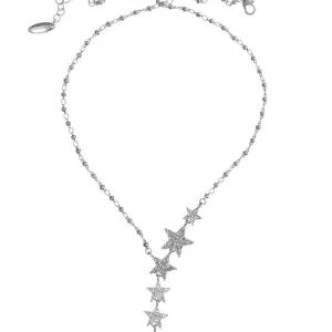 Worn Silver Necklace with Falling Stars