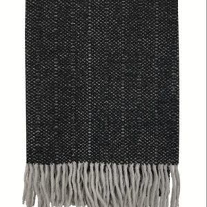 Crow Black Structured Recycled Wool Throw