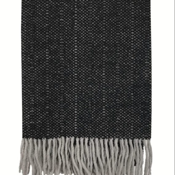 Crow Black Structured Recycled Wool Throw