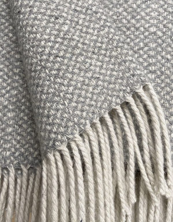 Natural Grey Structured Recycled Wool Throw
