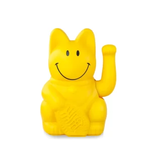 Yellow Smiley Waving Lucky Cat