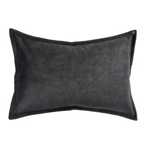 Dark Grey Velvet Cushion with Piping