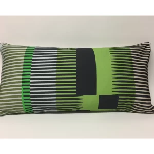 Pea Green/Grey/Black Combed Stripe Cushion