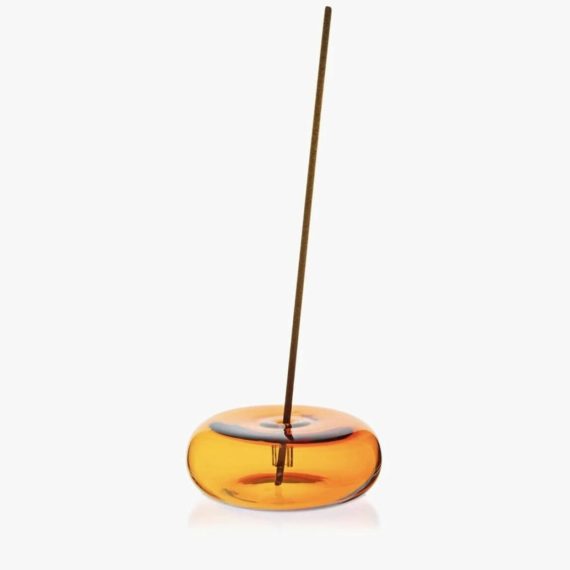 Yellow Dimple Glass Incense Holder